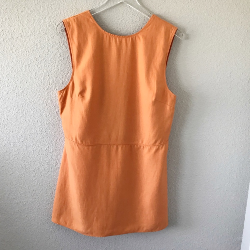 Loulou Studio Lugano Cut-Out Mini Dress Size L Orange Viscose Linen Sleeveless